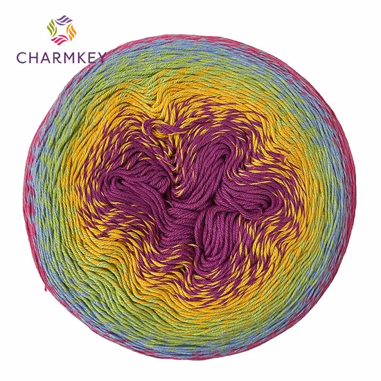 Fil de coton de lait multicolore, fil de coton de lait arc-en-ciel fantaisie coloré à faible MOQ